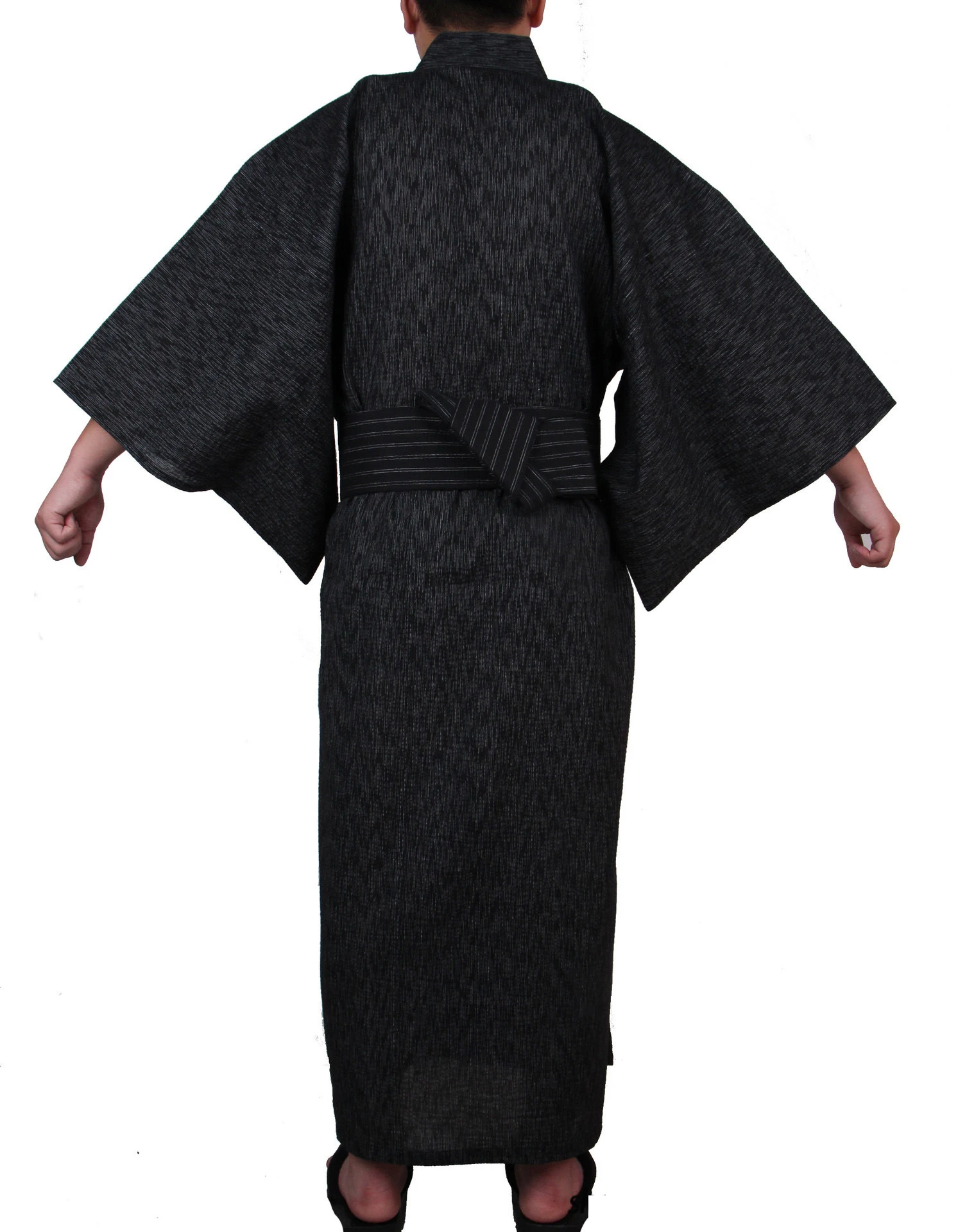 Japanese Traditional Samurai Kimono For Men Yukata Bathing Robe Hekoobi Loose Style Sauna Wear Homewear Belt Long Gown Cotton