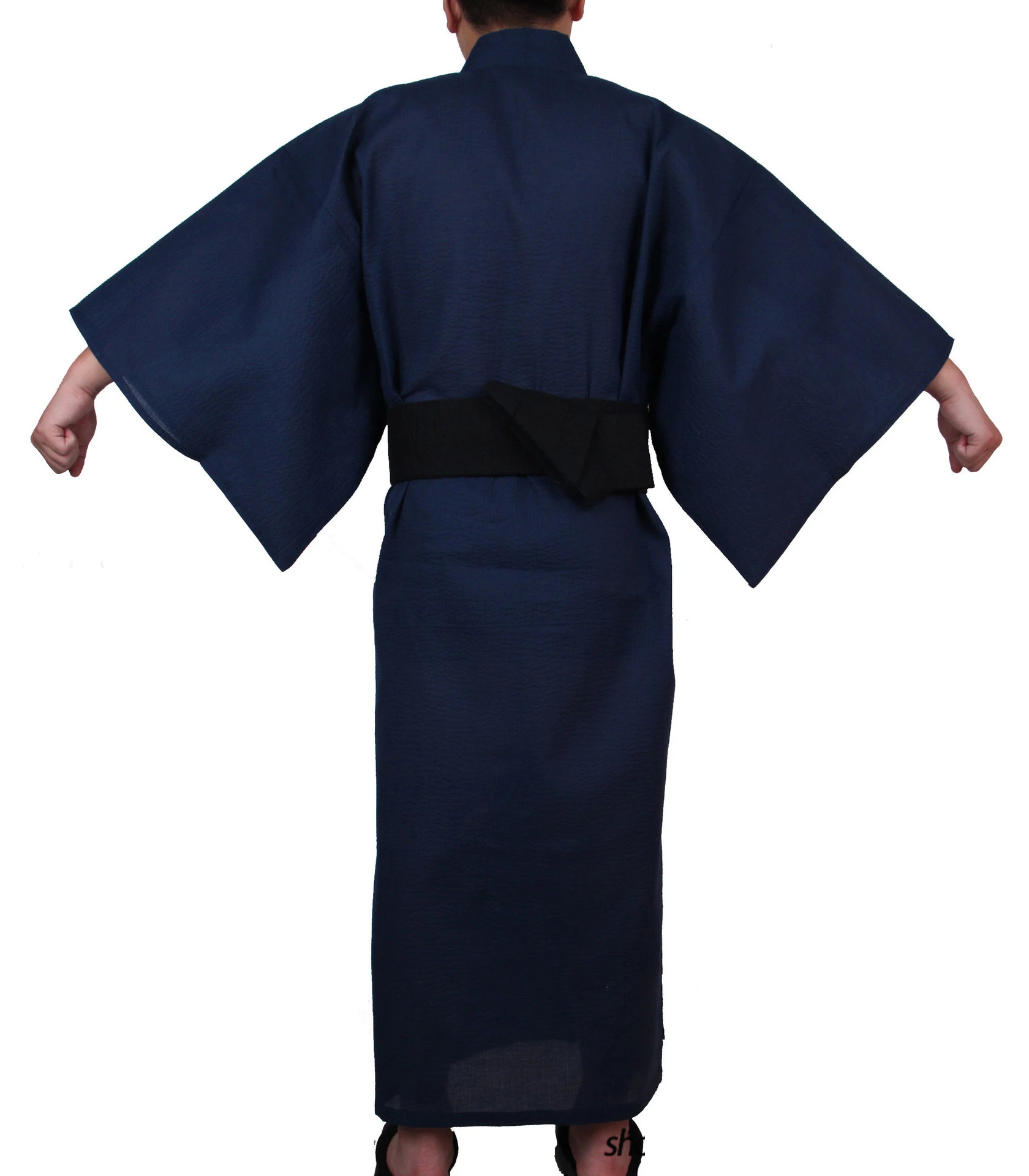 Japanese Traditional Samurai Kimono For Men Yukata Bathing Robe Hekoobi Loose Style Sauna Wear Homewear Belt Long Gown Cotton