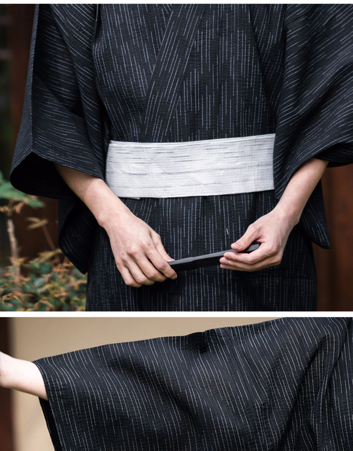 Japanese Traditional Samurai Kimono For Men Yukata Bathing Robe Hekoobi Loose Style Sauna Wear Homewear Belt Long Gown Cotton