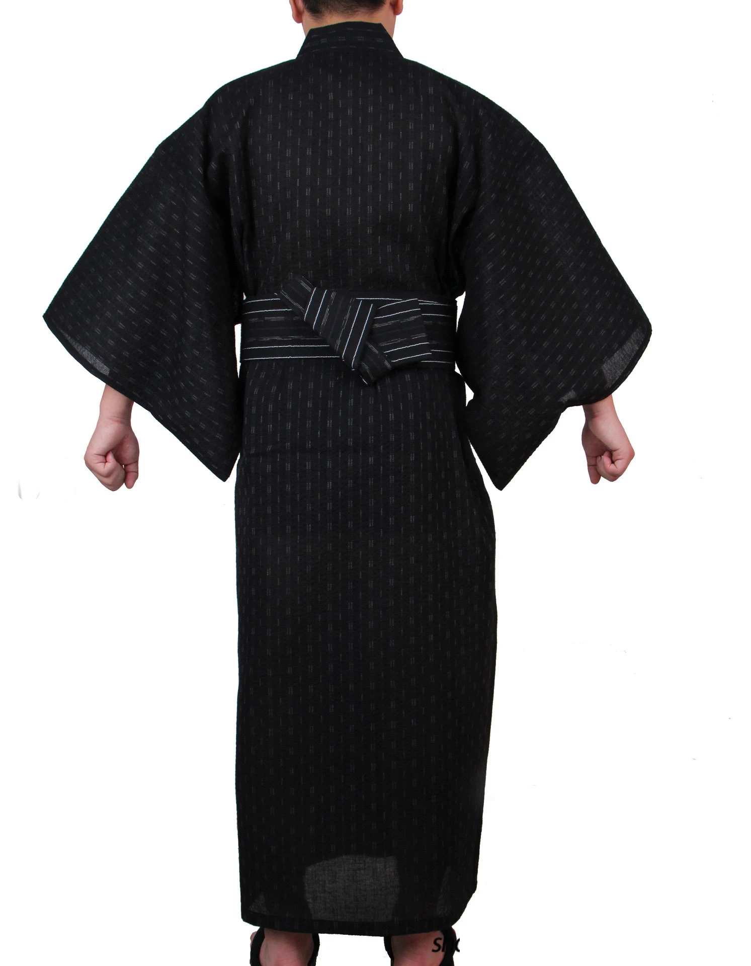 Japanese Traditional Samurai Kimono For Men Yukata Bathing Robe Hekoobi Loose Style Sauna Wear Homewear Belt Long Gown Cotton