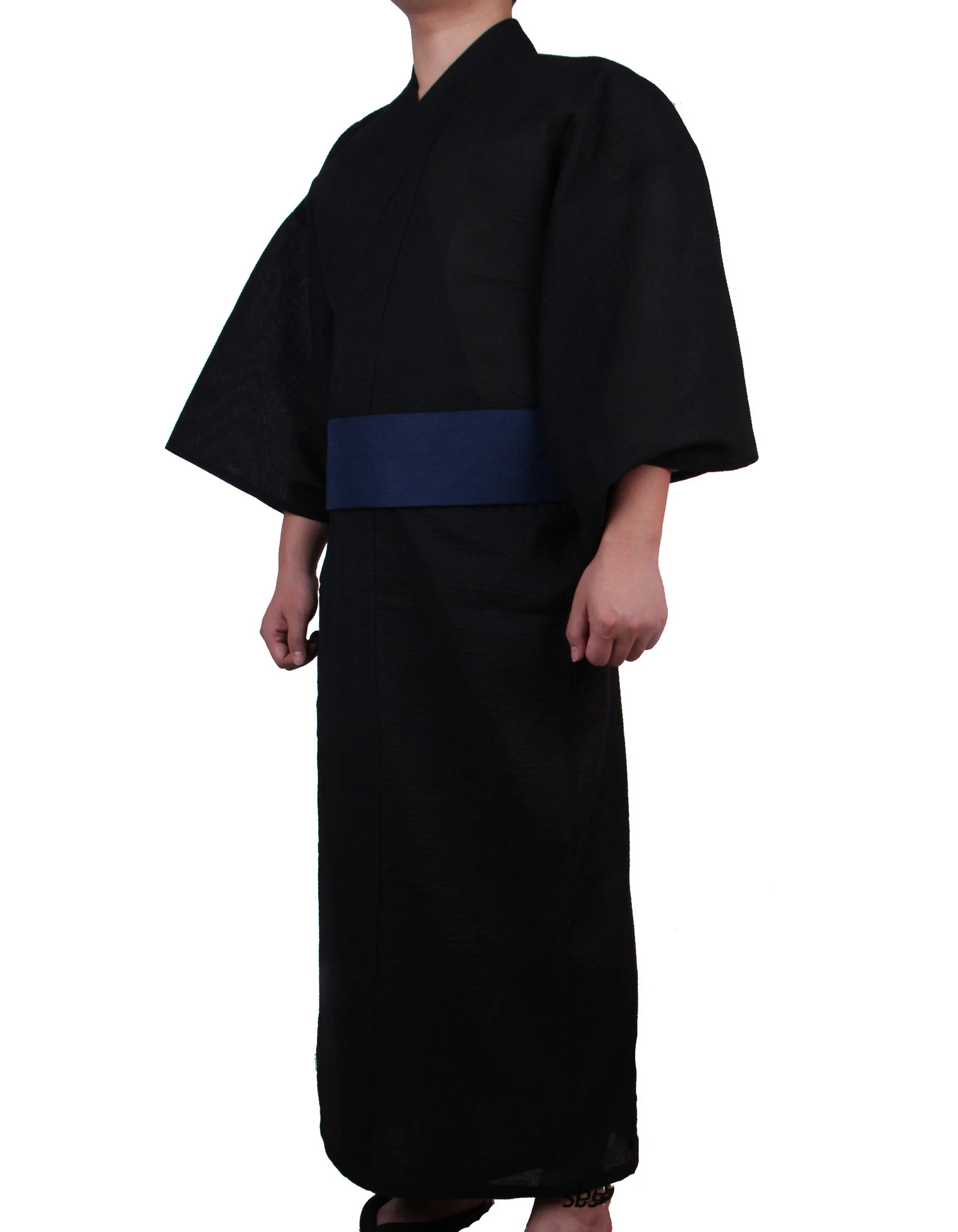Japanese Traditional Samurai Kimono For Men Yukata Bathing Robe Hekoobi Loose Style Sauna Wear Homewear Belt Long Gown Cotton