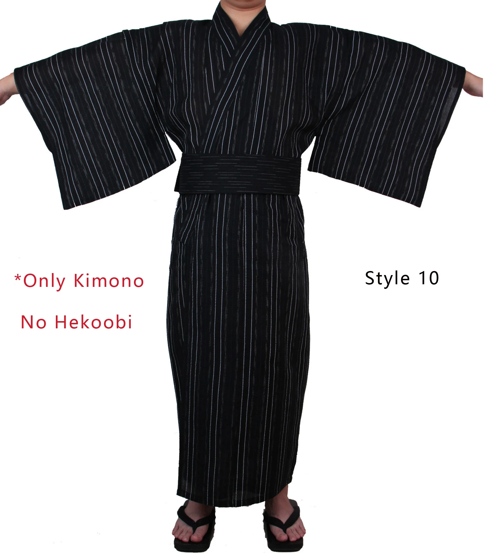 Japanese Traditional Samurai Kimono For Men Yukata Bathing Robe Hekoobi Loose Style Sauna Wear Homewear Belt Long Gown Cotton
