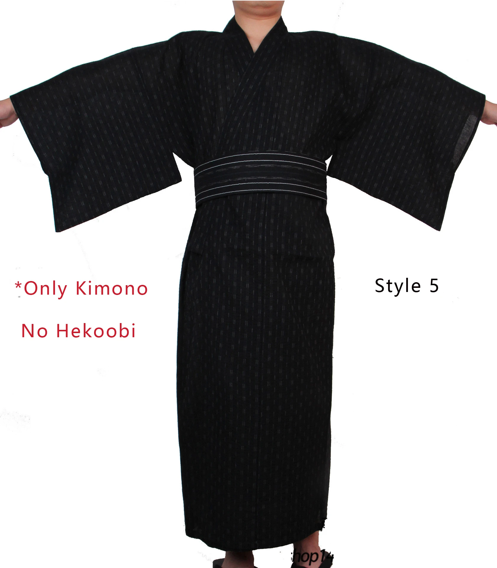 Japanese Traditional Samurai Kimono For Men Yukata Bathing Robe Hekoobi Loose Style Sauna Wear Homewear Belt Long Gown Cotton