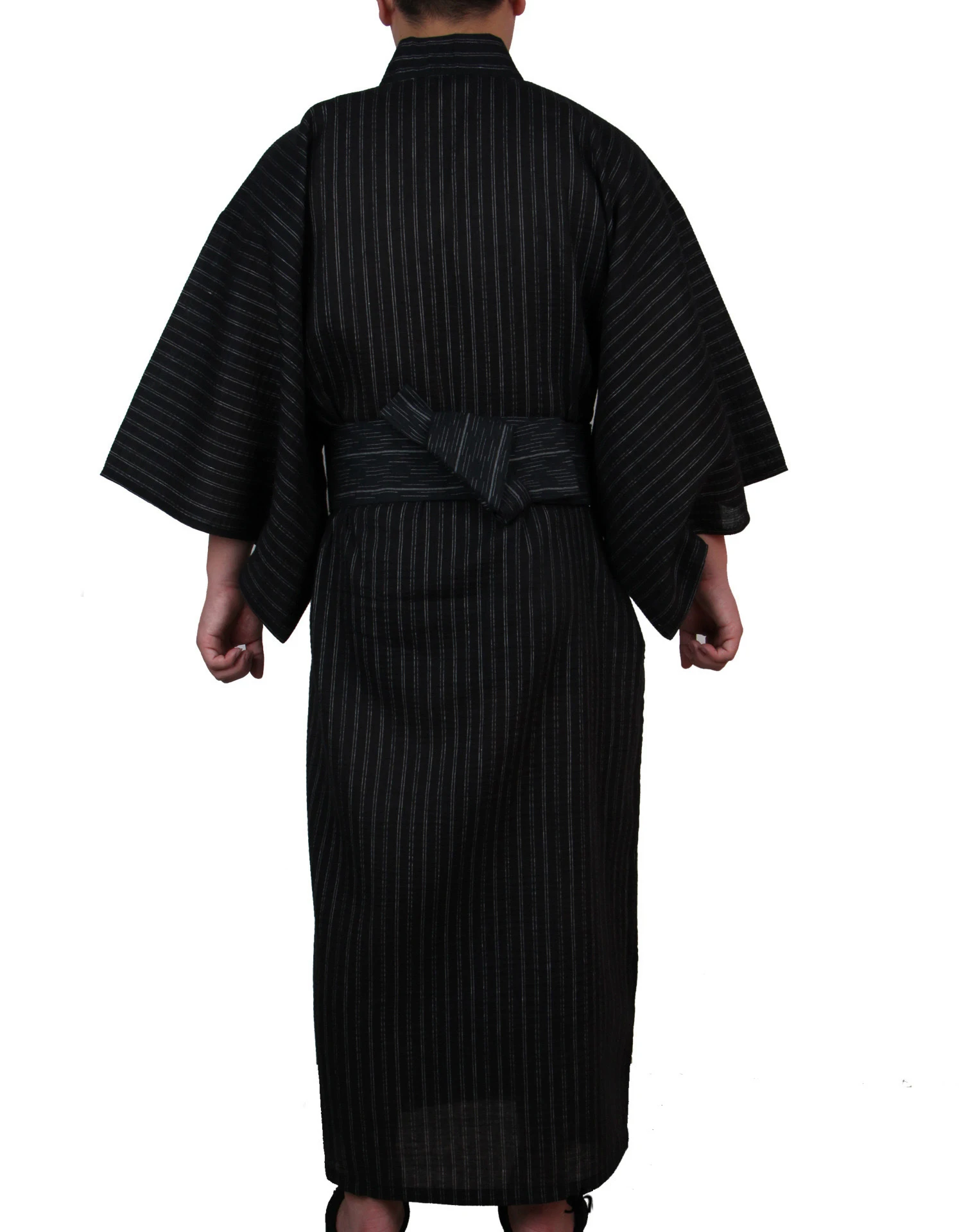 Japanese Traditional Samurai Kimono For Men Yukata Bathing Robe Hekoobi Loose Style Sauna Wear Homewear Belt Long Gown Cotton