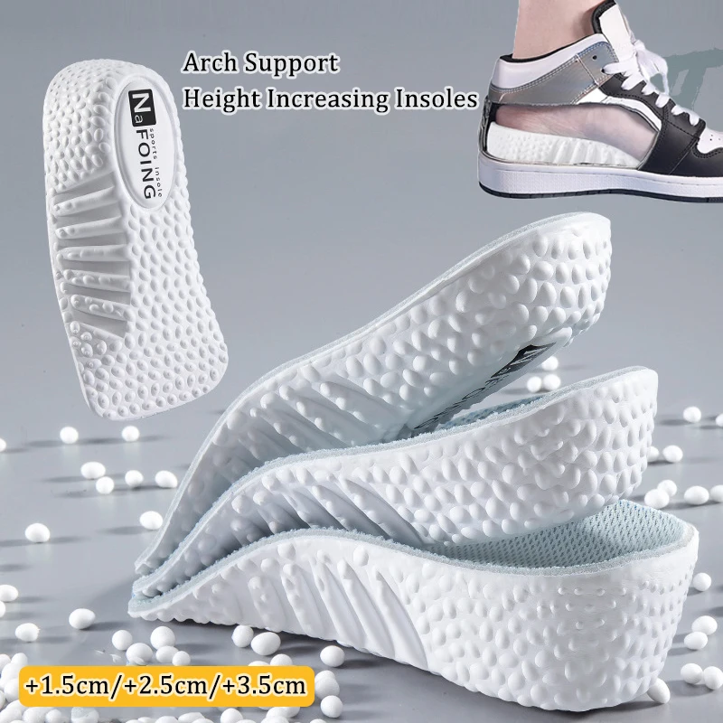 Memory Foam Height Increase Insoles Sneakers Heel Lift Shoe Pads for Men Women Shoes Flat Feet Arch Support Orthopedic Insoles