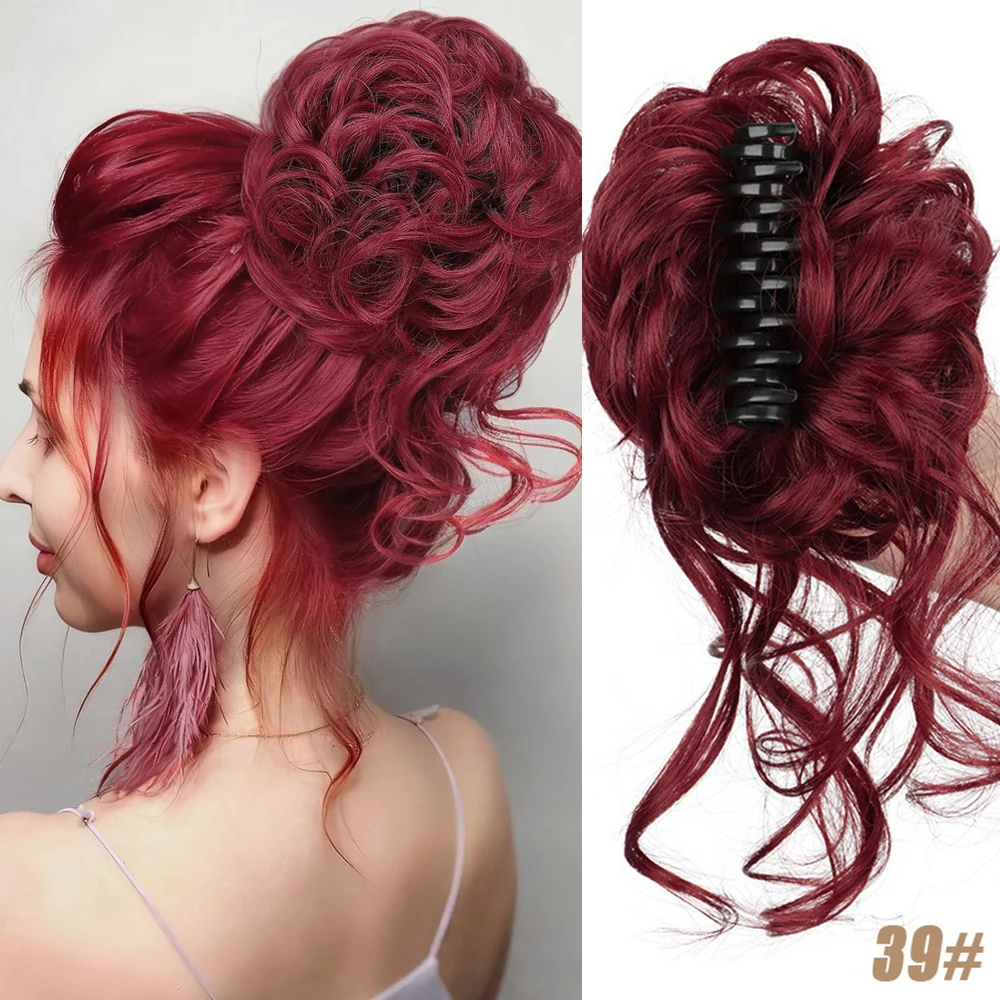 Claw Clip Style Messy Synthetic Wig, Suitable for Women's Messy Wavy Curls and Knotted Extensions