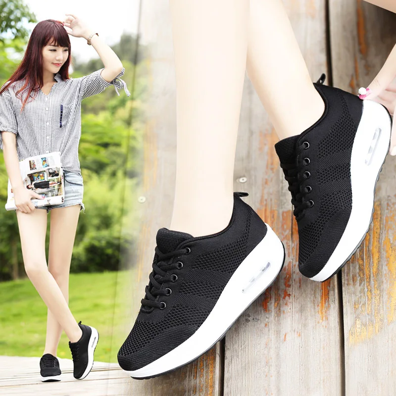 Shoes for Women Shoes 2023 Summer New Breathable Outdoor Lacing Thick Sole Shoes Women's Casual Shoes Platform Woman Sneakers