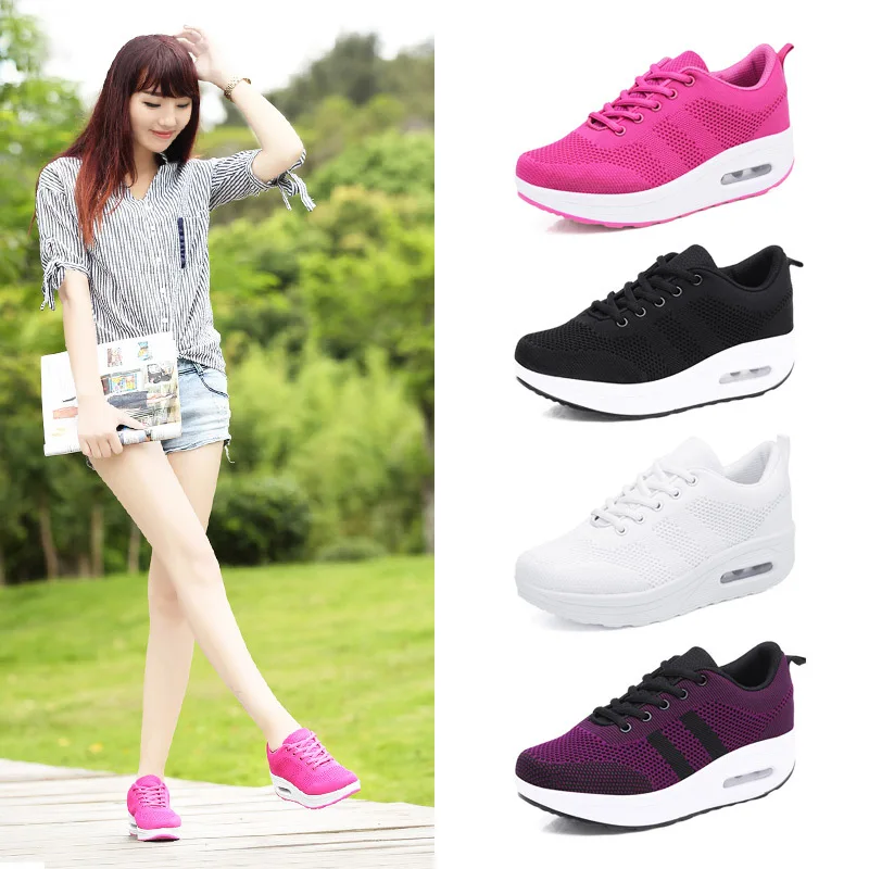 Shoes for Women Shoes 2023 Summer New Breathable Outdoor Lacing Thick Sole Shoes Women's Casual Shoes Platform Woman Sneakers