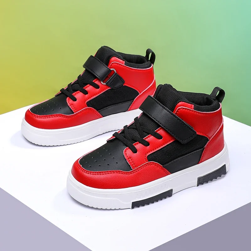 Childrens Skate Shoes High-Quality Leather Wear-Resistant Outdoor Walking Shoes Flat Breathable Comfortable Sneakers for Kids
