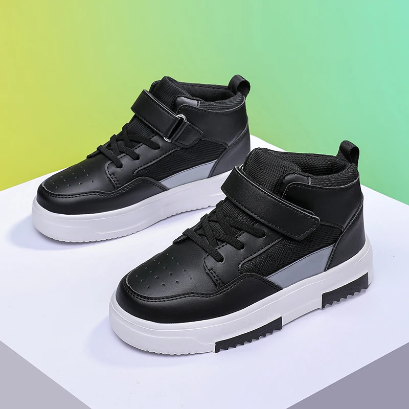 Childrens Skate Shoes High-Quality Leather Wear-Resistant Outdoor Walking Shoes Flat Breathable Comfortable Sneakers for Kids