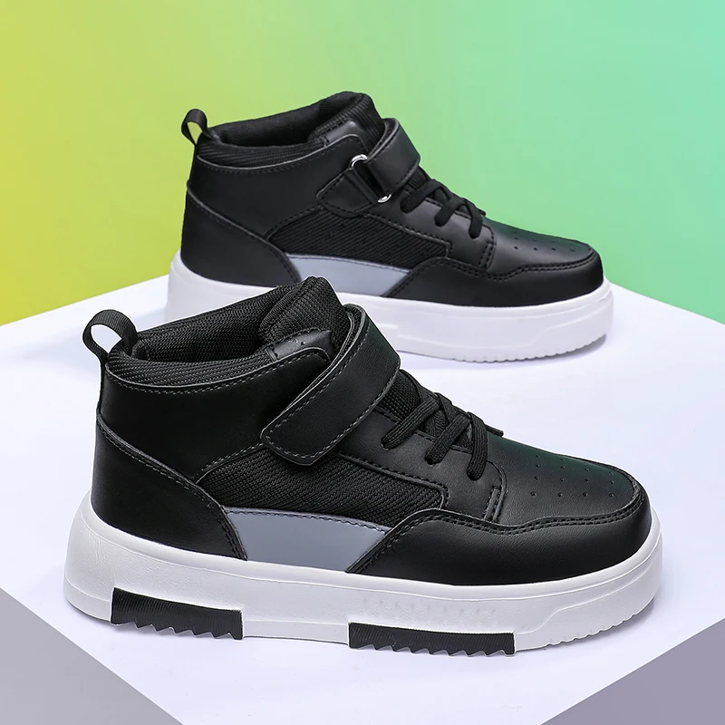 Childrens Skate Shoes High-Quality Leather Wear-Resistant Outdoor Walking Shoes Flat Breathable Comfortable Sneakers for Kids