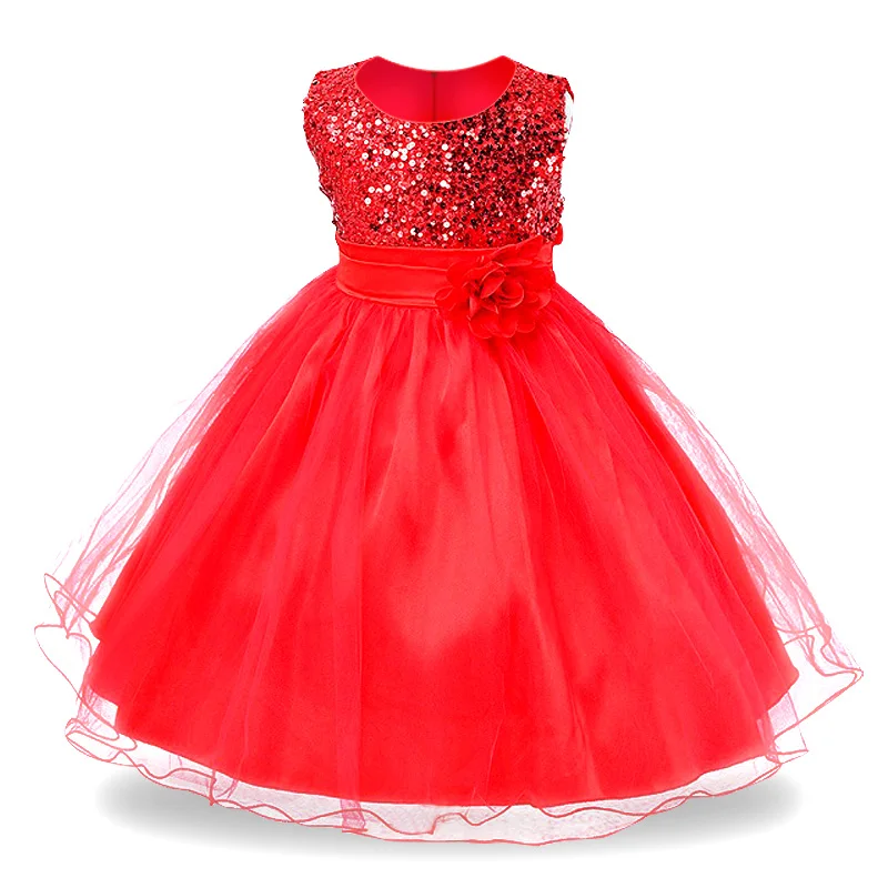 Baby Children Girl Dress NEW Kids Ceremonies Party Summer Princess Wedding Party Dress Sequins Sleeveless For Girls Clothes