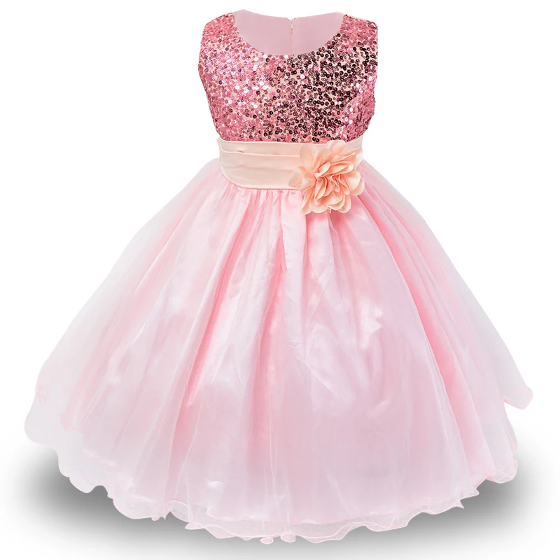 Baby Children Girl Dress NEW Kids Ceremonies Party Summer Princess Wedding Party Dress Sequins Sleeveless For Girls Clothes