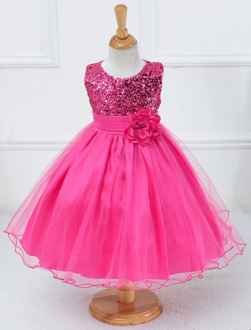 Baby Children Girl Dress NEW Kids Ceremonies Party Summer Princess Wedding Party Dress Sequins Sleeveless For Girls Clothes