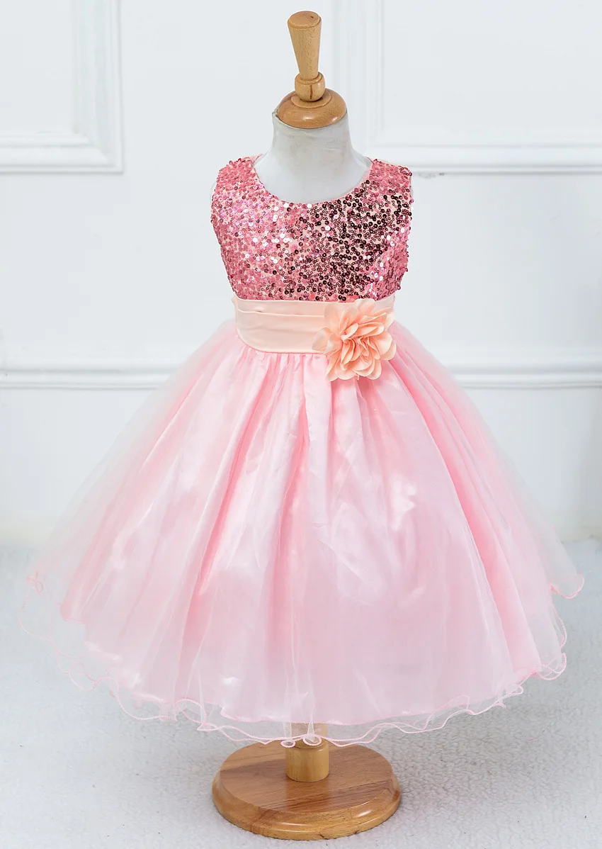 Baby Children Girl Dress NEW Kids Ceremonies Party Summer Princess Wedding Party Dress Sequins Sleeveless For Girls Clothes