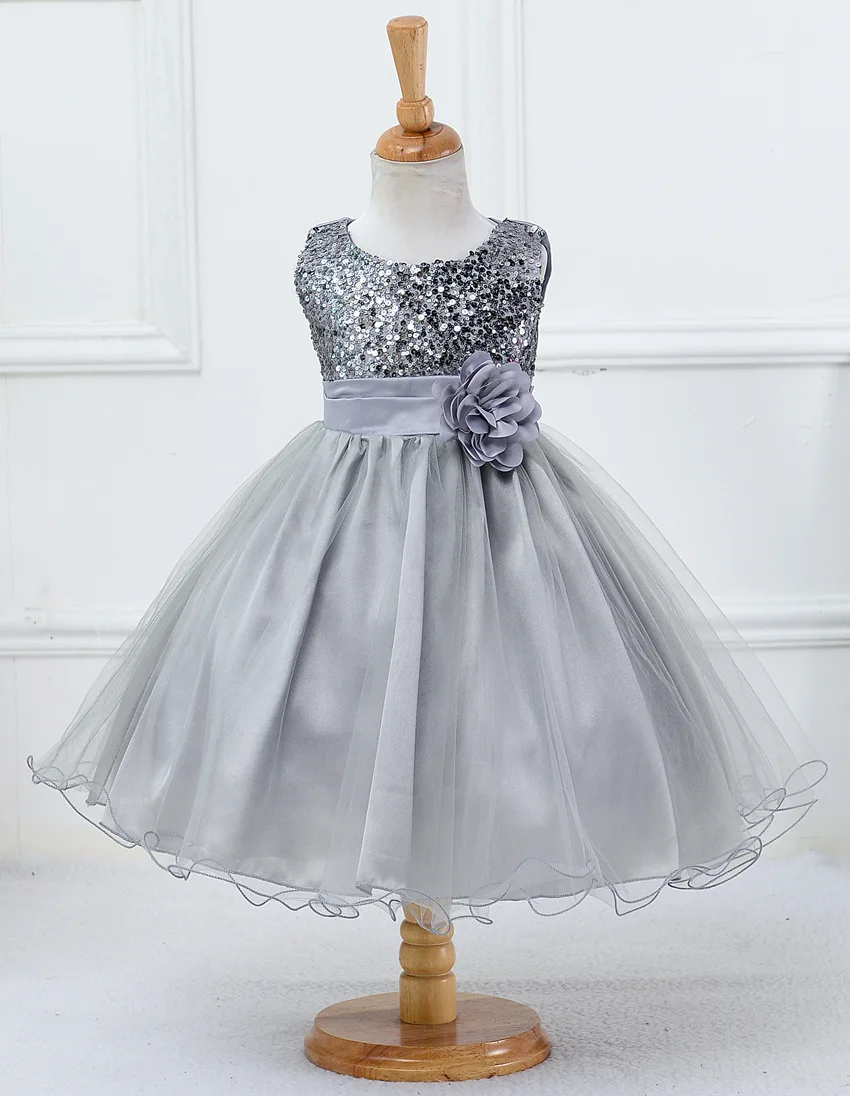 Baby Children Girl Dress NEW Kids Ceremonies Party Summer Princess Wedding Party Dress Sequins Sleeveless For Girls Clothes