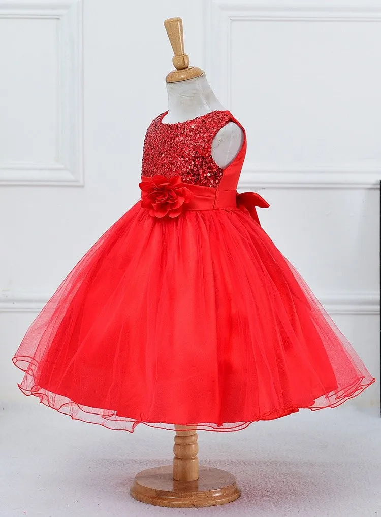 Baby Children Girl Dress NEW Kids Ceremonies Party Summer Princess Wedding Party Dress Sequins Sleeveless For Girls Clothes