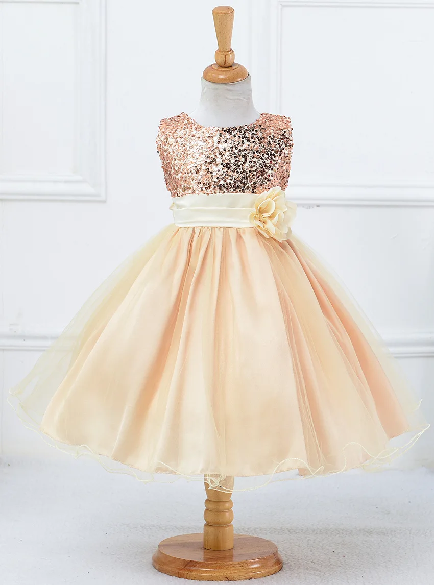 Baby Children Girl Dress NEW Kids Ceremonies Party Summer Princess Wedding Party Dress Sequins Sleeveless For Girls Clothes