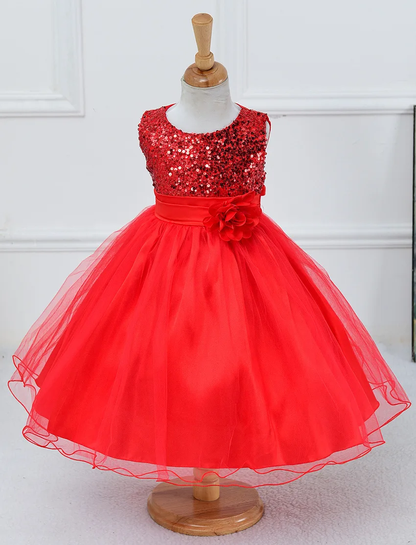 Baby Children Girl Dress NEW Kids Ceremonies Party Summer Princess Wedding Party Dress Sequins Sleeveless For Girls Clothes