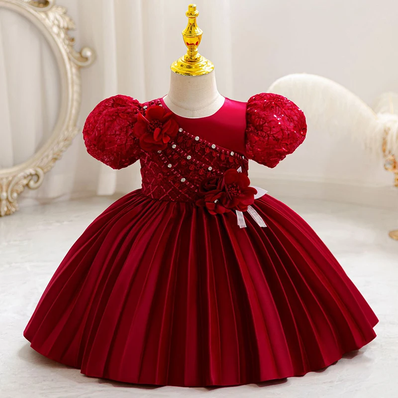 The New Girl Baby Clothes One Year Old Birthday Party Baptize the Flower Girl Net Yarn 0-4 Years Old Princess Skirt Newborn Clot