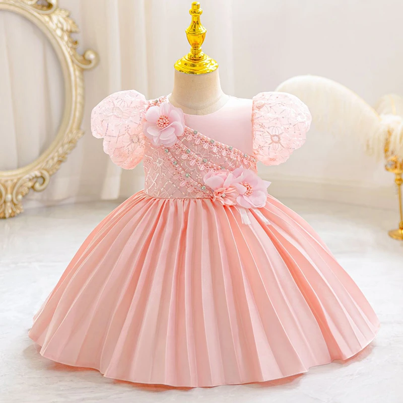 The New Girl Baby Clothes One Year Old Birthday Party Baptize the Flower Girl Net Yarn 0-4 Years Old Princess Skirt Newborn Clot