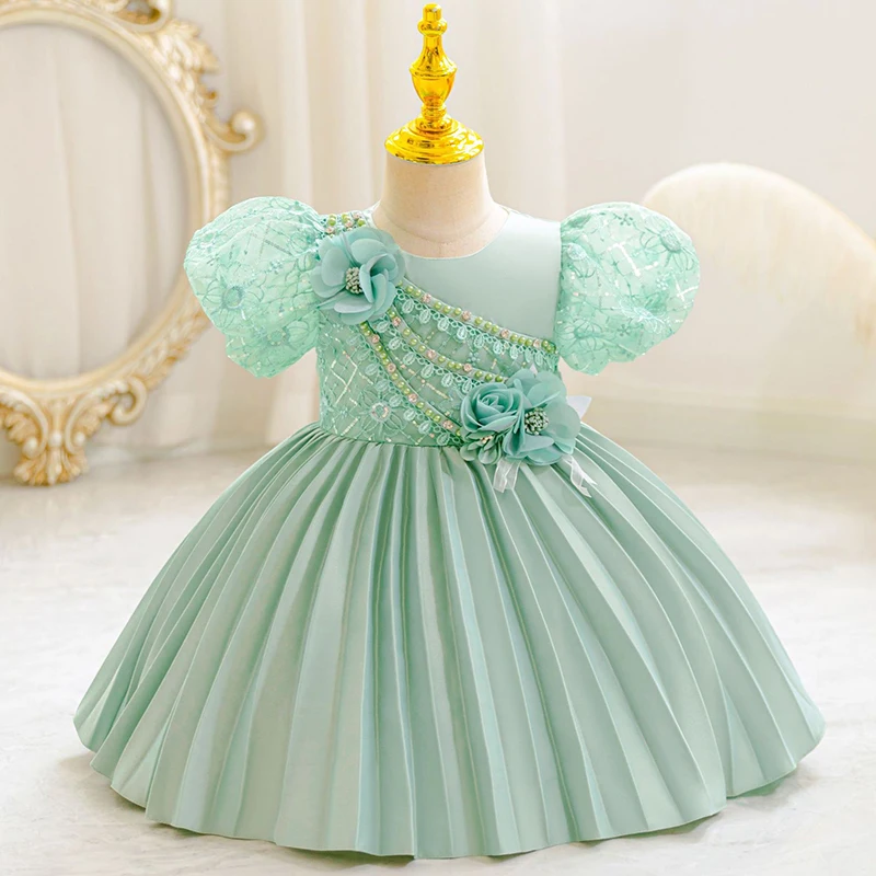 The New Girl Baby Clothes One Year Old Birthday Party Baptize the Flower Girl Net Yarn 0-4 Years Old Princess Skirt Newborn Clot