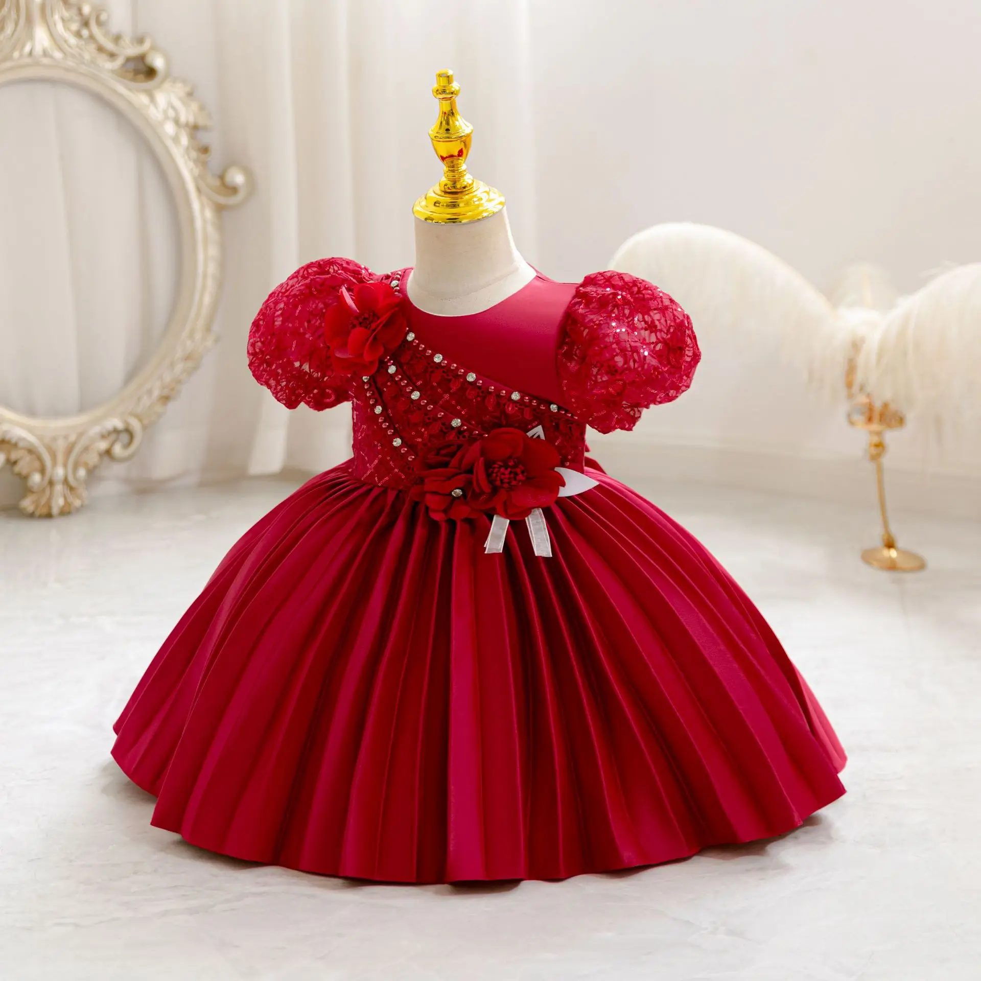 The New Girl Baby Clothes One Year Old Birthday Party Baptize the Flower Girl Net Yarn 0-4 Years Old Princess Skirt Newborn Clot