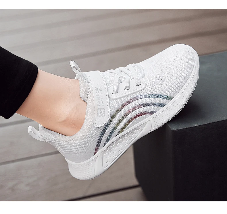 2025 Girls Casual Shoes Child White Mesh Sneakers Student Kids Summer Sock Footwear Fashion Children Sport Shoes Running Autumn