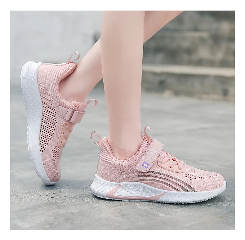 2025 Girls Casual Shoes Child White Mesh Sneakers Student Kids Summer Sock Footwear Fashion Children Sport Shoes Running Autumn