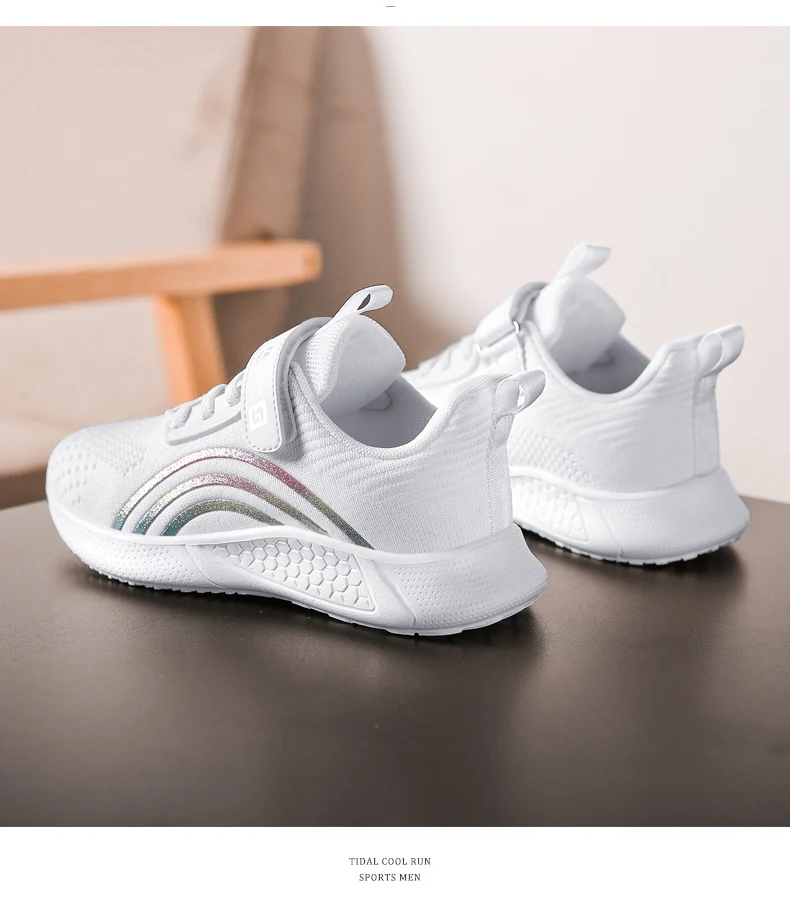 2025 Girls Casual Shoes Child White Mesh Sneakers Student Kids Summer Sock Footwear Fashion Children Sport Shoes Running Autumn