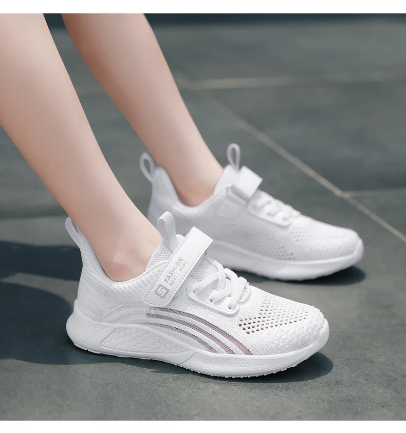 2025 Girls Casual Shoes Child White Mesh Sneakers Student Kids Summer Sock Footwear Fashion Children Sport Shoes Running Autumn