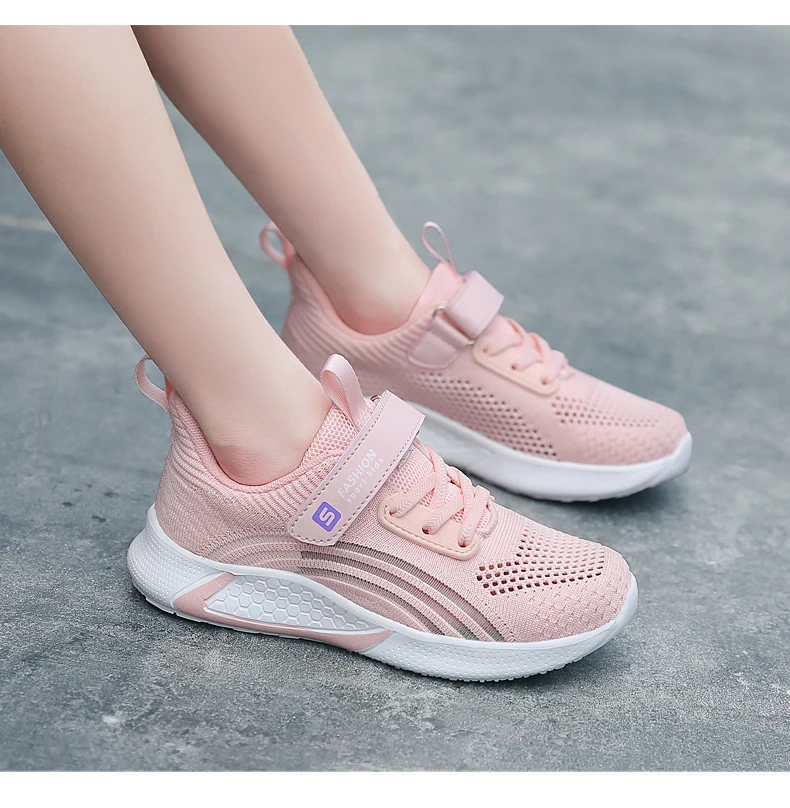 2025 Girls Casual Shoes Child White Mesh Sneakers Student Kids Summer Sock Footwear Fashion Children Sport Shoes Running Autumn