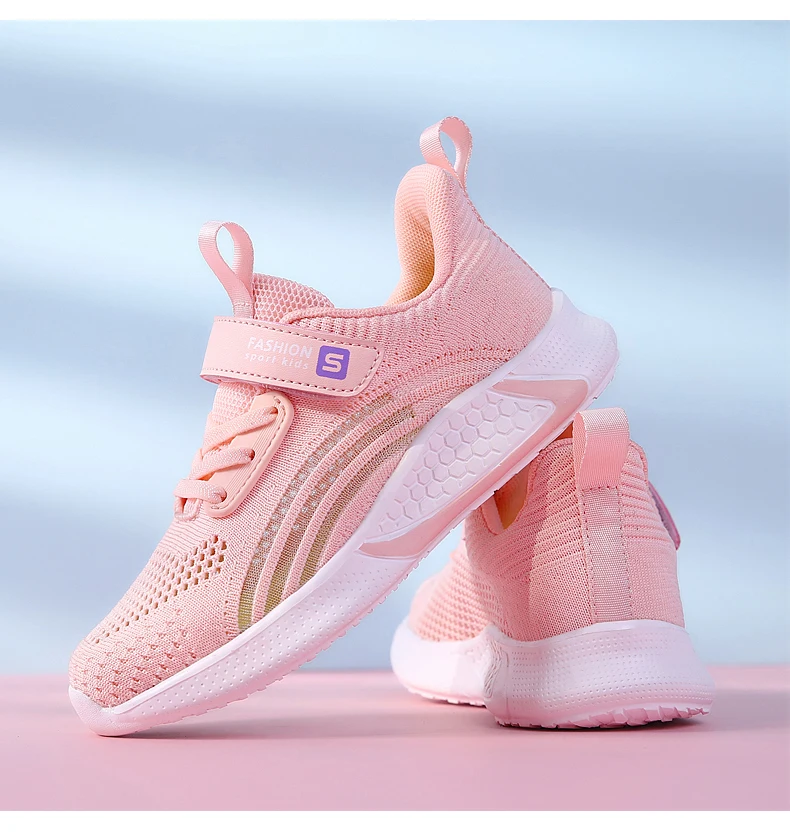 2025 Girls Casual Shoes Child White Mesh Sneakers Student Kids Summer Sock Footwear Fashion Children Sport Shoes Running Autumn