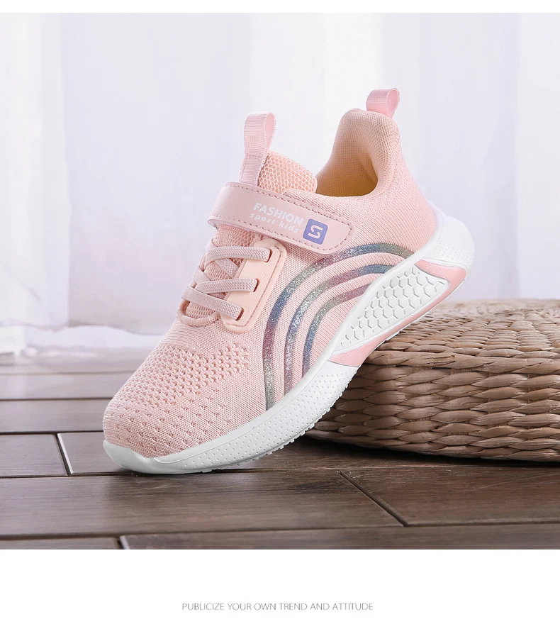 2025 Girls Casual Shoes Child White Mesh Sneakers Student Kids Summer Sock Footwear Fashion Children Sport Shoes Running Autumn