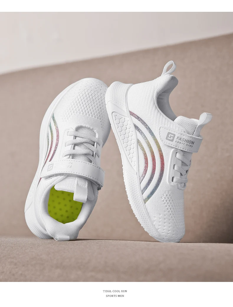 2025 Girls Casual Shoes Child White Mesh Sneakers Student Kids Summer Sock Footwear Fashion Children Sport Shoes Running Autumn