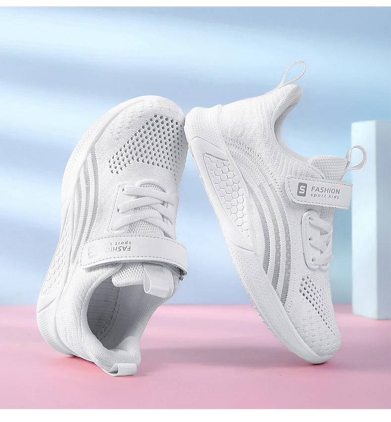 2025 Girls Casual Shoes Child White Mesh Sneakers Student Kids Summer Sock Footwear Fashion Children Sport Shoes Running Autumn