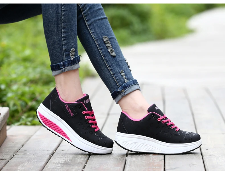 Women Sneakers Solid Wedge Casual Sport Shoes Woman Sneakers Women Outdoor Shoes Woman Lace-up Female Sneakers Zapatillas Mujer