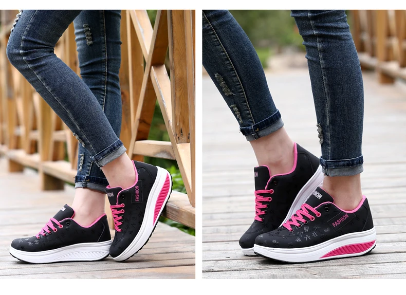 Women Sneakers Solid Wedge Casual Sport Shoes Woman Sneakers Women Outdoor Shoes Woman Lace-up Female Sneakers Zapatillas Mujer