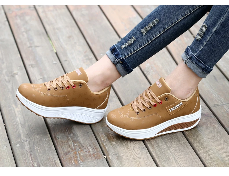 Women Sneakers Solid Wedge Casual Sport Shoes Woman Sneakers Women Outdoor Shoes Woman Lace-up Female Sneakers Zapatillas Mujer