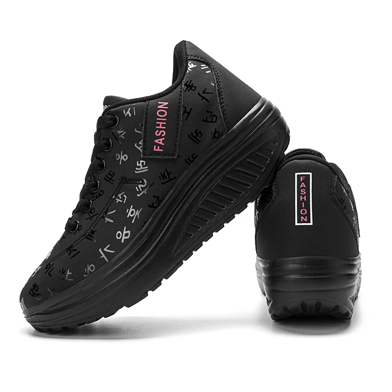 Women Sneakers Solid Wedge Casual Sport Shoes Woman Sneakers Women Outdoor Shoes Woman Lace-up Female Sneakers Zapatillas Mujer