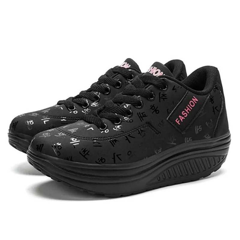 Women Sneakers Solid Wedge Casual Sport Shoes Woman Sneakers Women Outdoor Shoes Woman Lace-up Female Sneakers Zapatillas Mujer