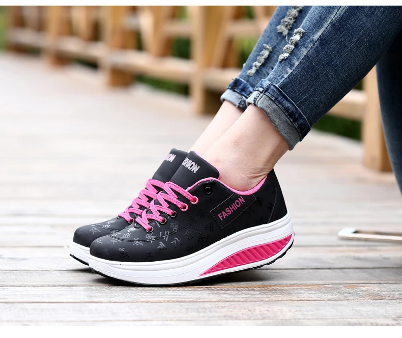Women Sneakers Solid Wedge Casual Sport Shoes Woman Sneakers Women Outdoor Shoes Woman Lace-up Female Sneakers Zapatillas Mujer