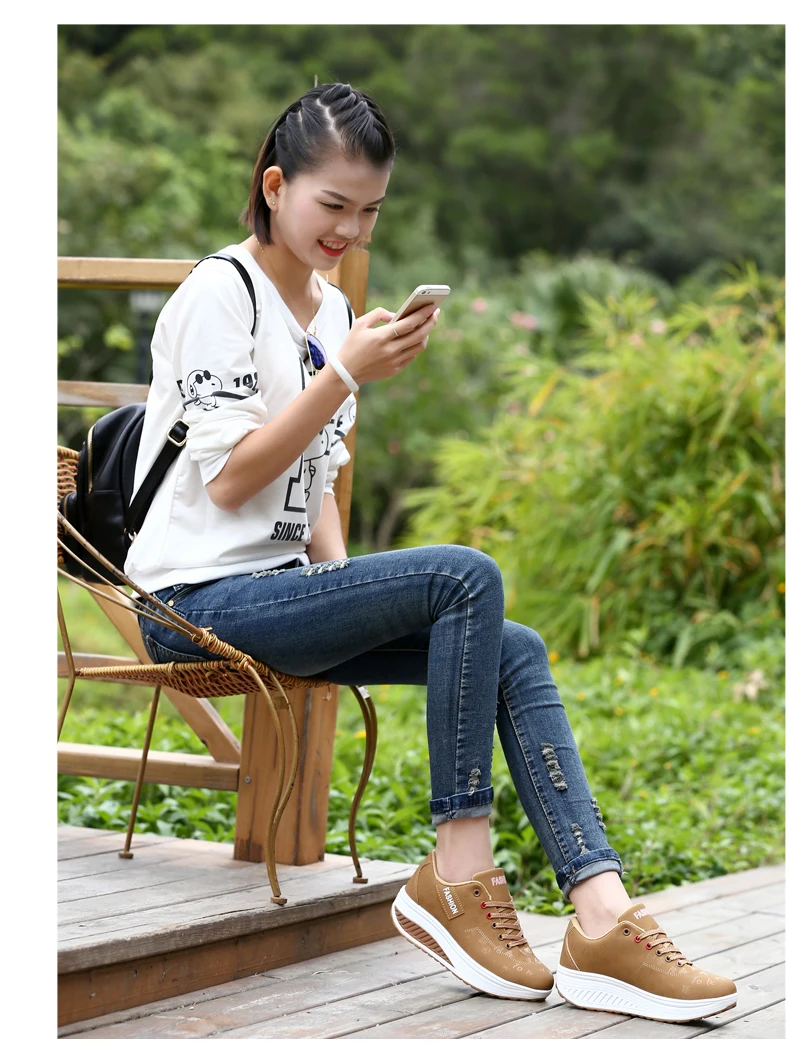 Women Sneakers Solid Wedge Casual Sport Shoes Woman Sneakers Women Outdoor Shoes Woman Lace-up Female Sneakers Zapatillas Mujer