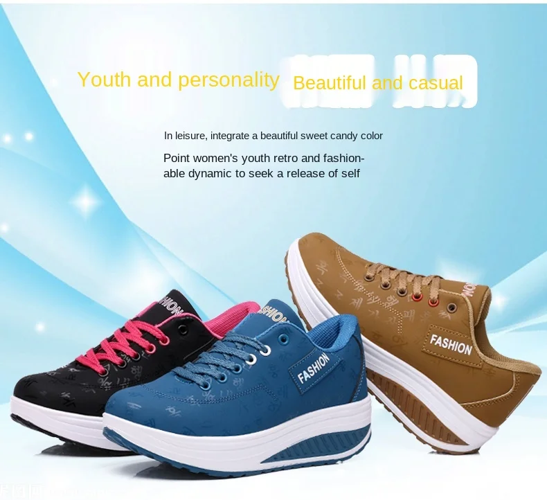 Women Sneakers Solid Wedge Casual Sport Shoes Woman Sneakers Women Outdoor Shoes Woman Lace-up Female Sneakers Zapatillas Mujer
