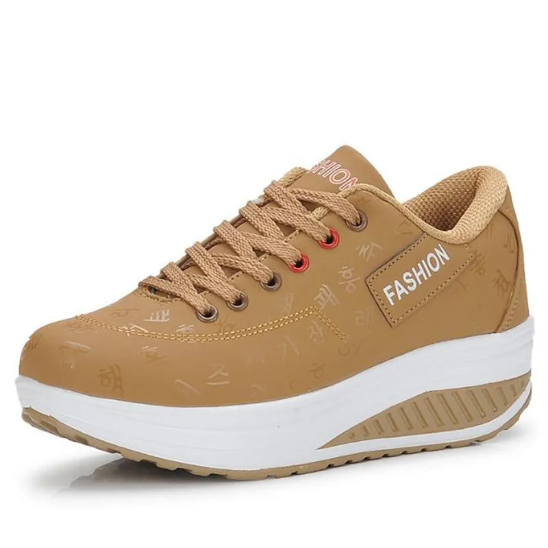 Women Sneakers Solid Wedge Casual Sport Shoes Woman Sneakers Women Outdoor Shoes Woman Lace-up Female Sneakers Zapatillas Mujer