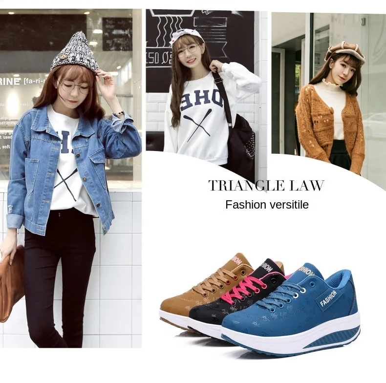 Women Sneakers Solid Wedge Casual Sport Shoes Woman Sneakers Women Outdoor Shoes Woman Lace-up Female Sneakers Zapatillas Mujer