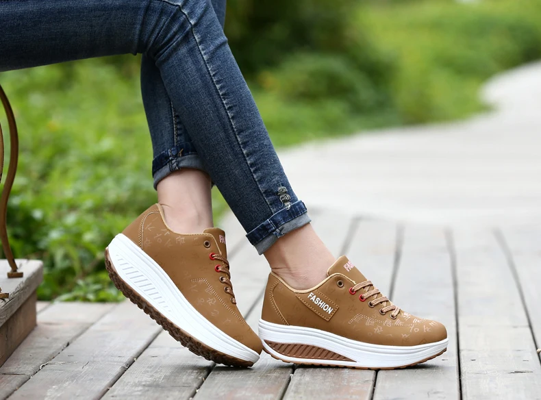 Women Sneakers Solid Wedge Casual Sport Shoes Woman Sneakers Women Outdoor Shoes Woman Lace-up Female Sneakers Zapatillas Mujer