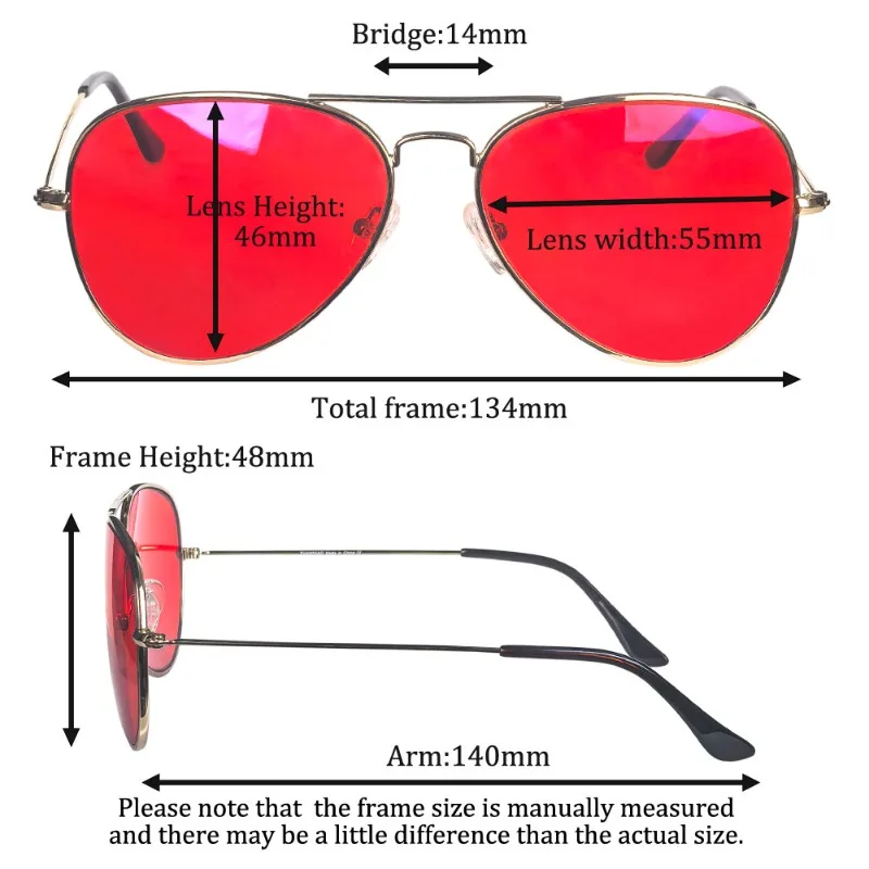 Blue Light Protection Eyewear Women Red Lens Glasses Men Better Sleep Night Improve Improve Sleep Insomnia Metal Frame 3 Size