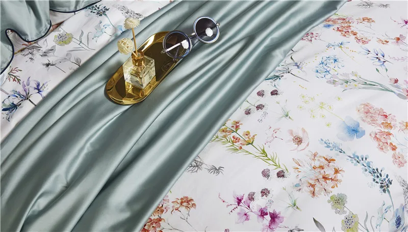 29Color 4/6Pcs Luxury Egyptian Cotton Bedding Set Queen King size Bright Flamingo Leaf Duvet Cover Bed sheet set Fitted sheet