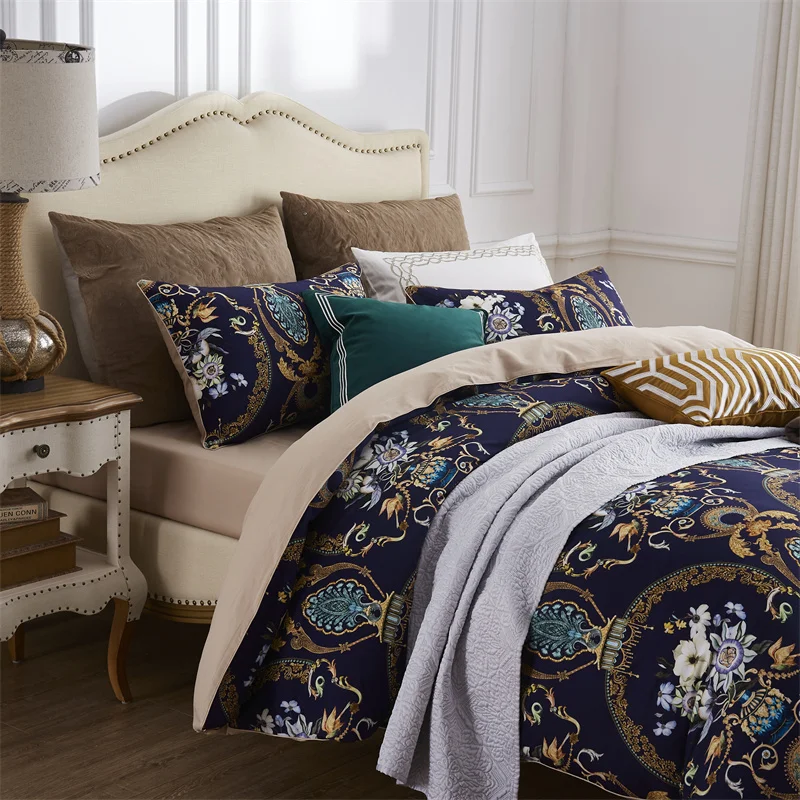 29Color 4/6Pcs Luxury Egyptian Cotton Bedding Set Queen King size Bright Flamingo Leaf Duvet Cover Bed sheet set Fitted sheet